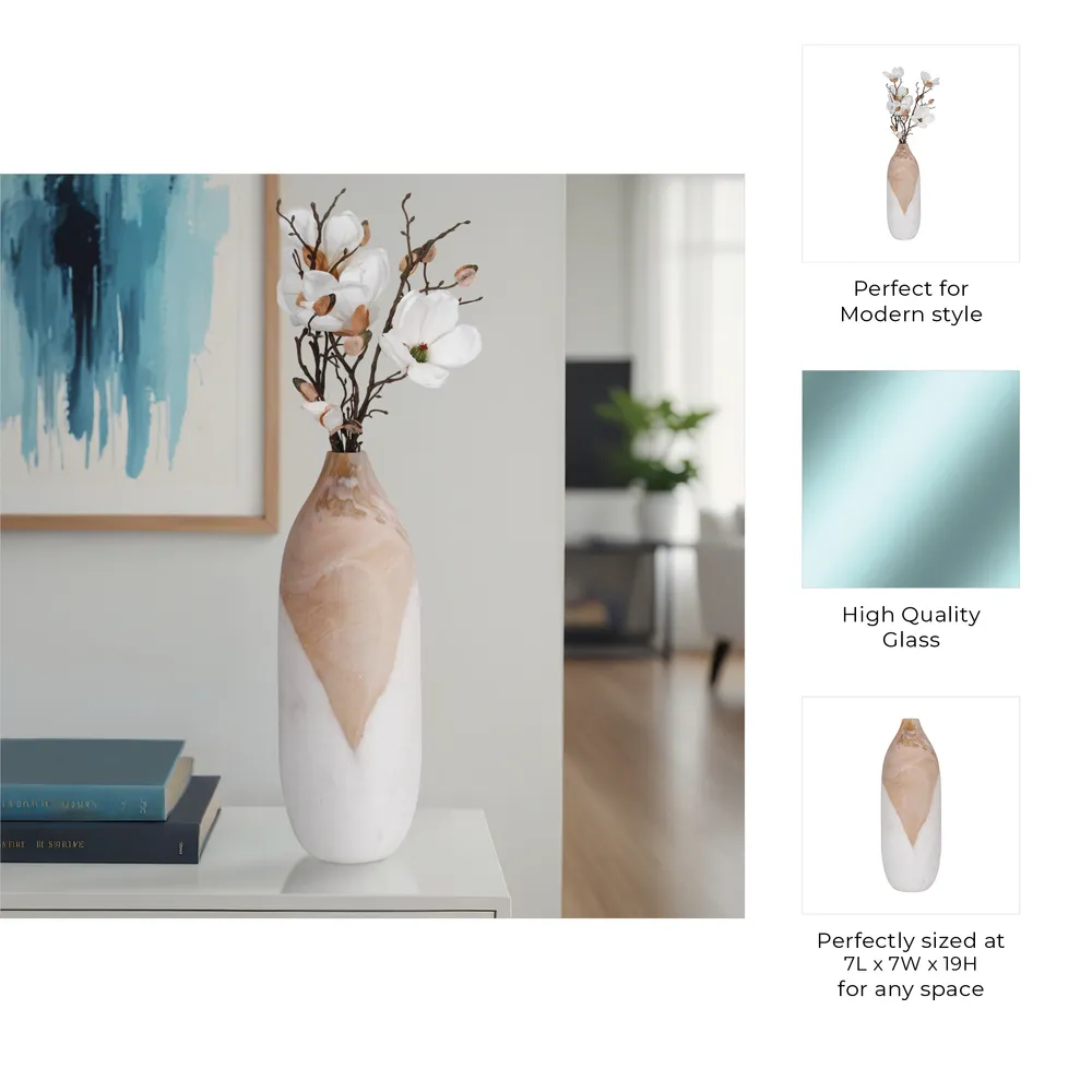 DRAKELEY TAN GLASS VASE 19 (IN)