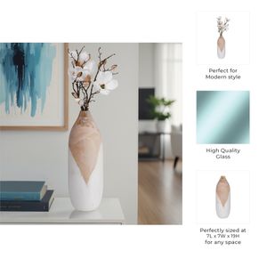 DRAKELEY TAN GLASS VASE 19 (IN) 9