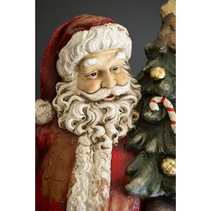 Traditional Faux Concrete Santa with Bell 5