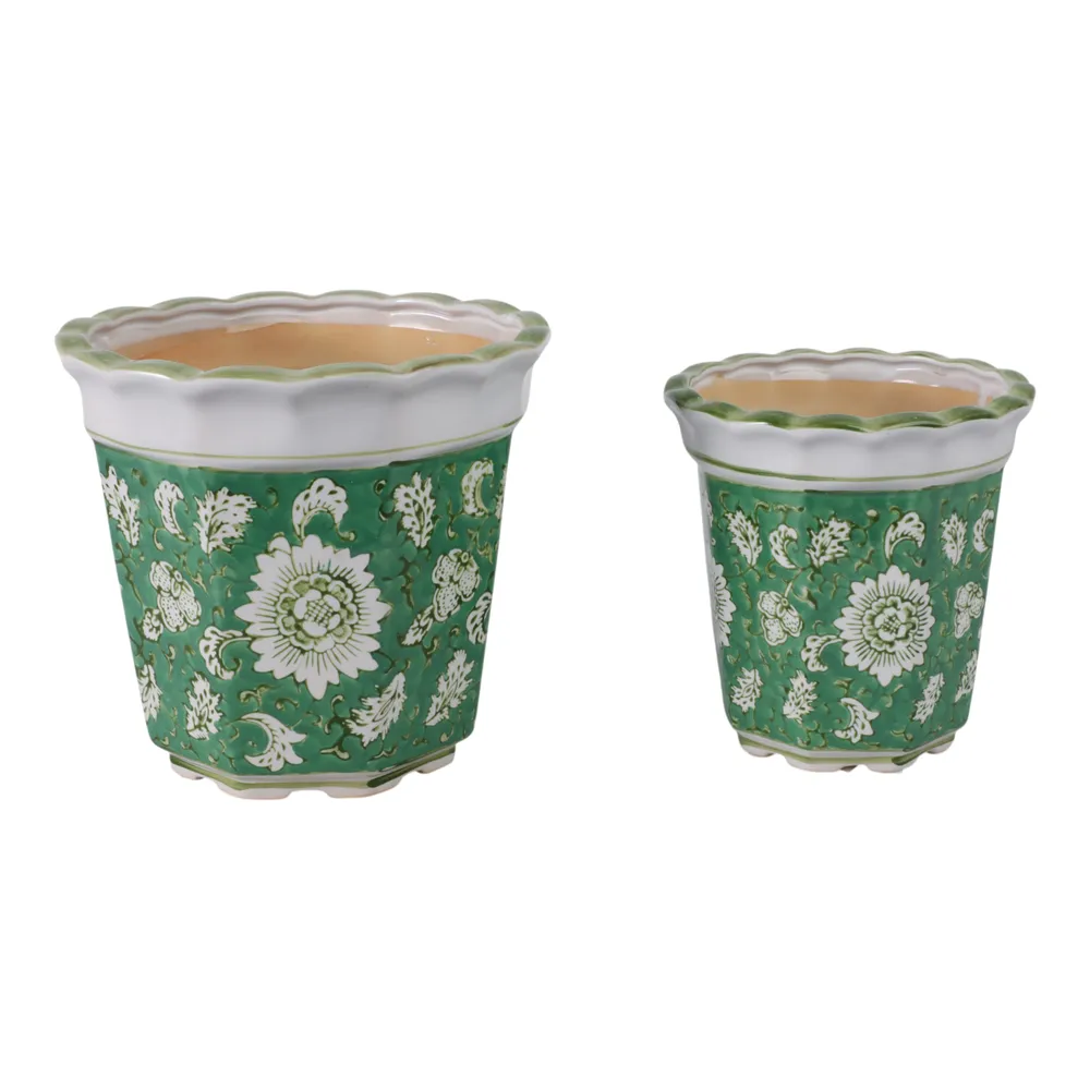 AIDENRIDGE SET OF 2 GREEN PLANTER 8 (IN)