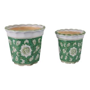 AIDENRIDGE SET OF 2 GREEN PLANTER 8 (IN) 4