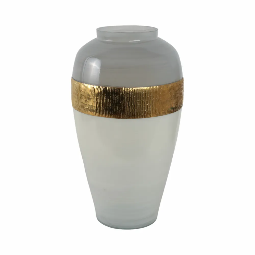 HARKENLAND WHITE GLASS VASE 21 (IN)