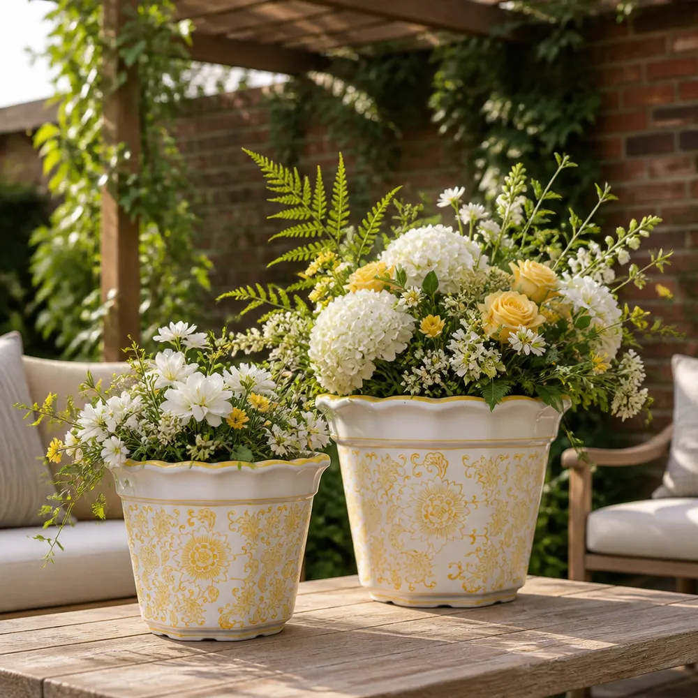 ENOCHFIELD SET OF 2 YELLOW PLANTER 10 (IN)