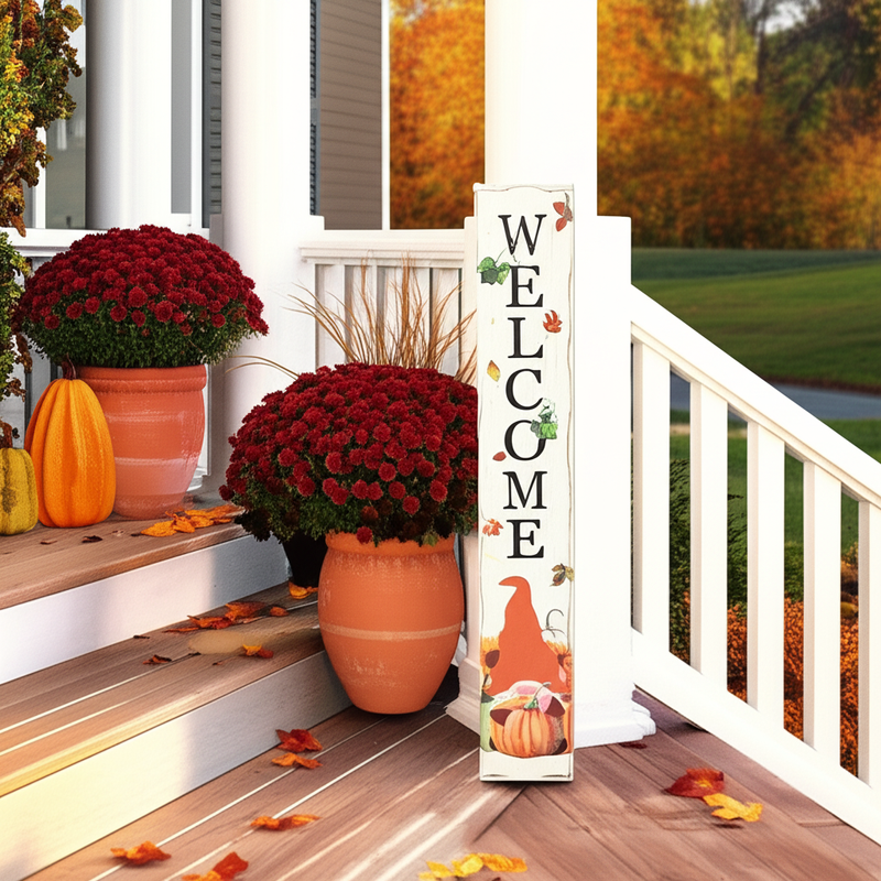 47" x 7.9" Fall Gnome Welcome Sign