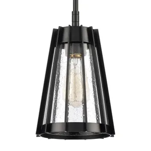 Open Louvers 6.75″ Wide 1-Light Mini Pendant - Matte Black 4