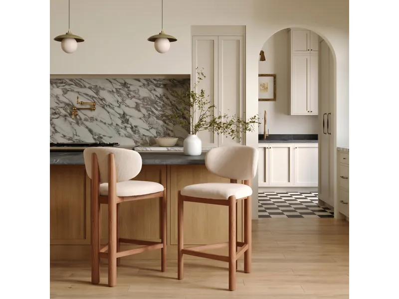 Rosetta Counter Stool Beige & Walnut 9