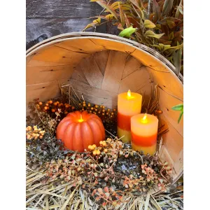 Orange Pumpkin Carved Moving Flame LED Candle 8x6in 6