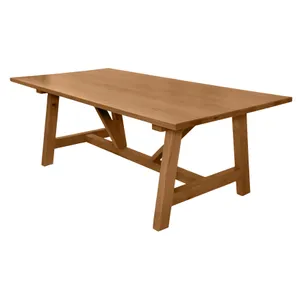 Heritage Oak Millwright Saw Horse Dining Table - 60"L x 42"W x 30"H 4