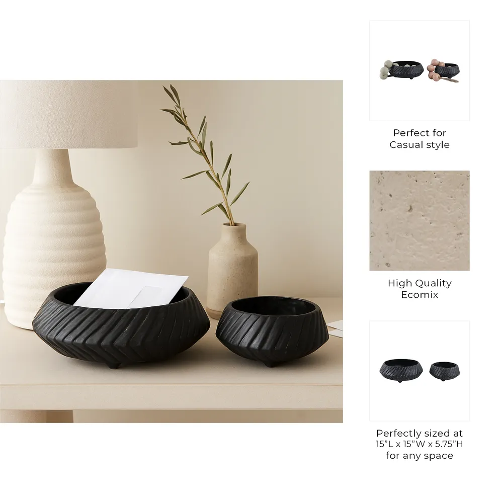 GILBERTRUN SET OF 2 BLACK BOWLS 6 (IN)