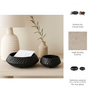 GILBERTRUN SET OF 2 BLACK BOWLS 6 (IN) 9