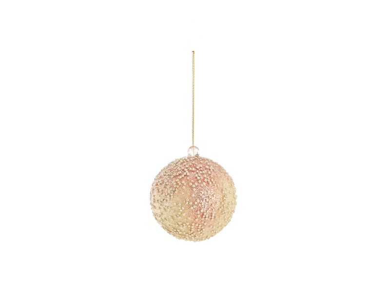 3" Glitter & Bead Ball Ornament - Rose Gold 1