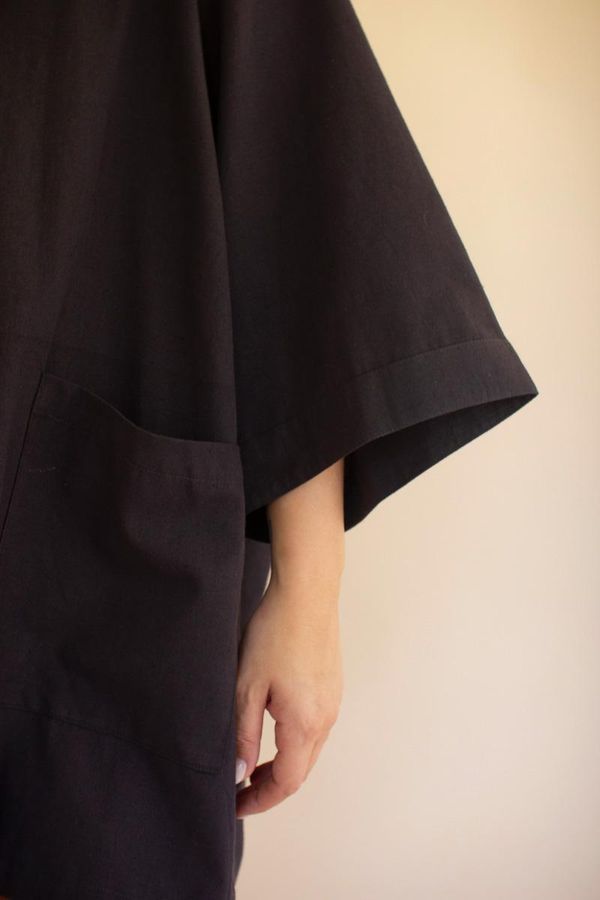 Short Kimono with Front Pockets / Midnight