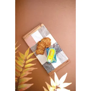 Rectangle Marble and Wood Checkered Serving Board 6