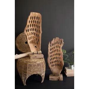 Perforated Hand-Carved Teak Wood Sculpture on a Base 1