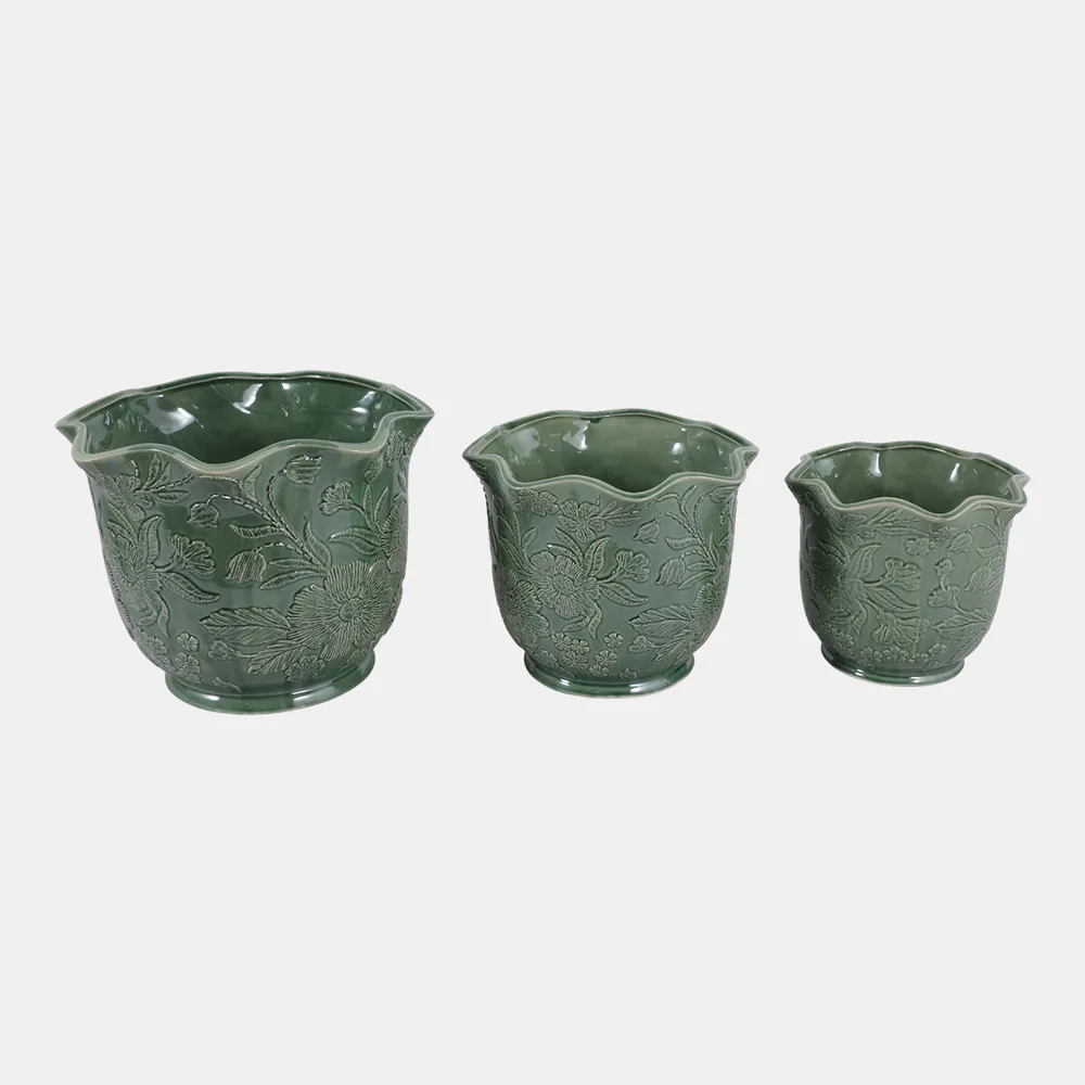 CLAYBROOK SET OF 3 GREEN PLANTER 9 (IN)