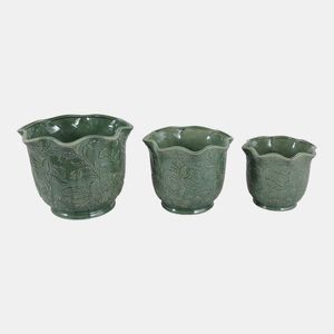 CLAYBROOK SET OF 3 GREEN PLANTER 9 (IN) 5