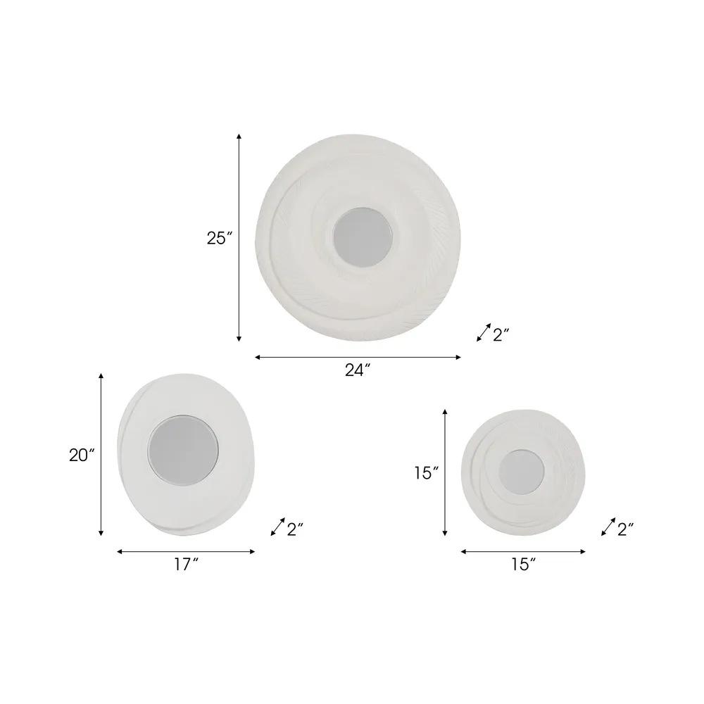 DALETON SET OF 3 GRAY MIRRORS 25 (IN)
