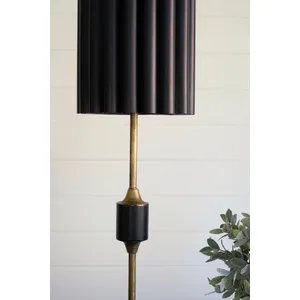 Antique Gold Table Lamp with Fluted Black Metal Shade 4