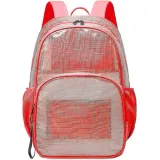 HEAVY NYLON BACKPACK W MESH POCKETS - RED 1