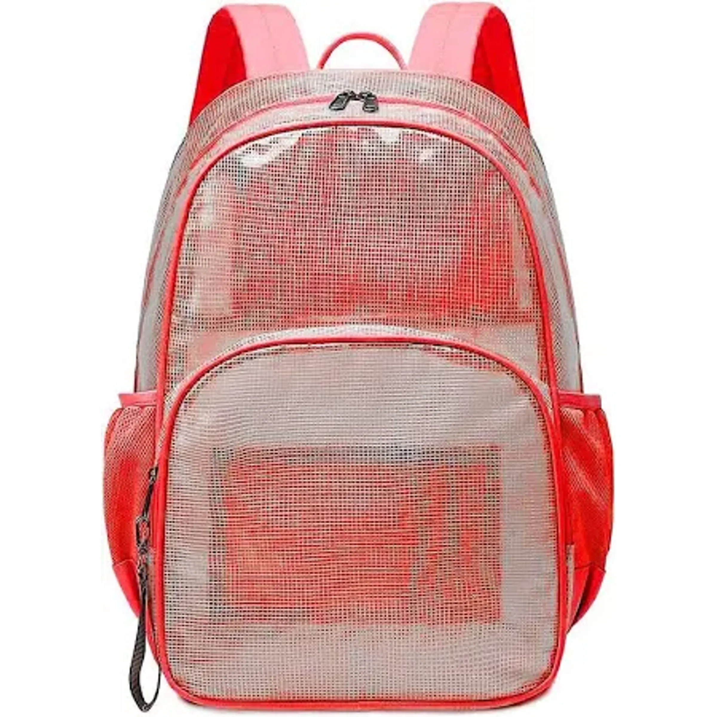 HEAVY NYLON BACKPACK W MESH POCKETS - RED