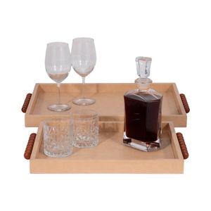 MUNDBY SET OF 2 IVORY TRAY 2 (IN) 3