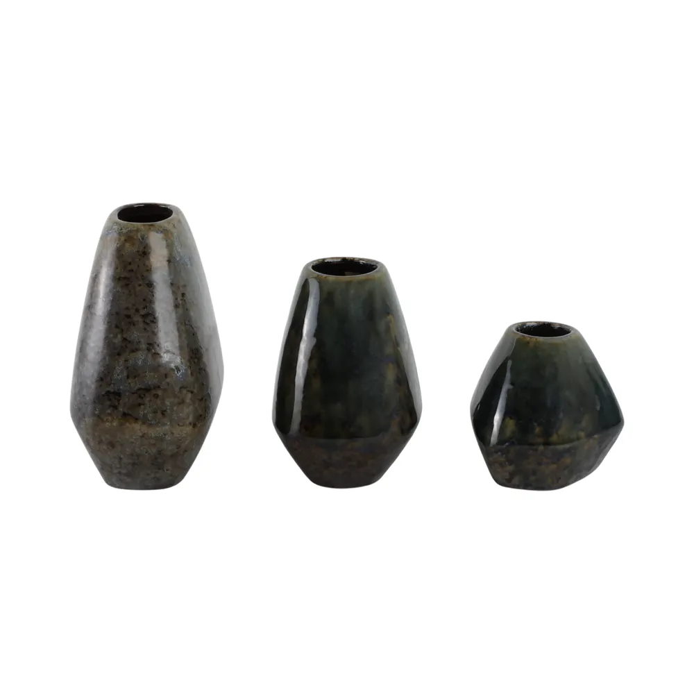 DENNINGHAM SET OF 3 BROWN VASES 8 (IN)