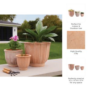 ROYCLIFF SET OF 3 RED PLANTER 13 (IN) 11