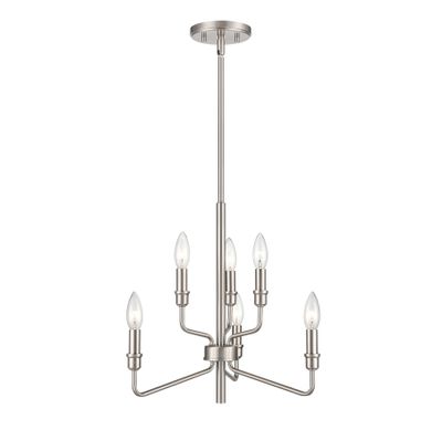 Saginaw 18″ Wide 6-Light Chandelier - Satin Nickel