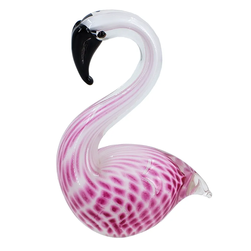 5-1/2" GLASS SITTING FLAMINGO 440G