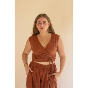 Convertible Wrap Blouse / Cinnamon 1