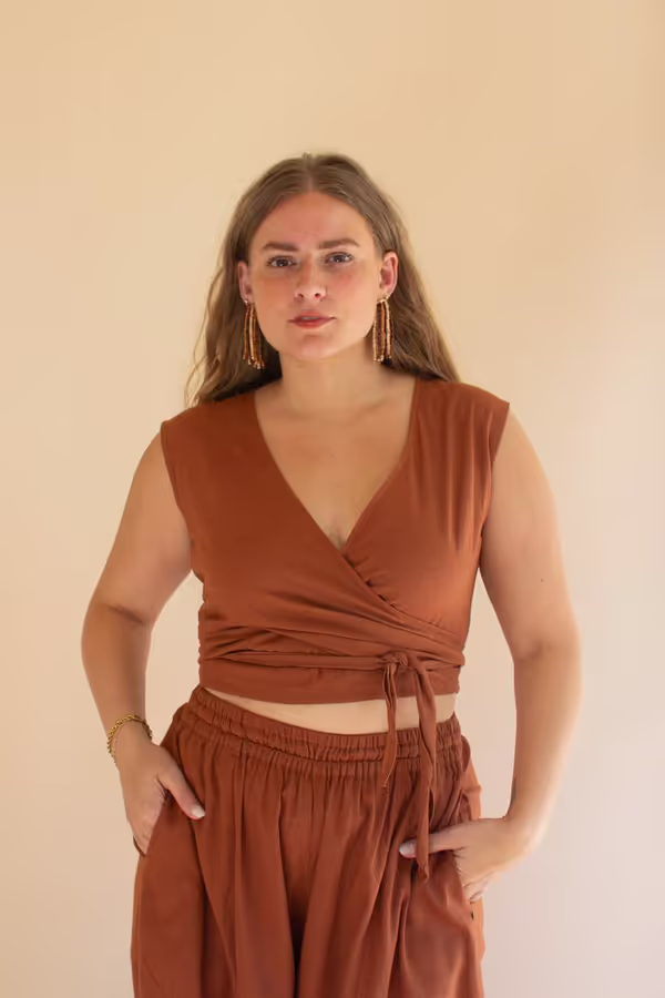 Convertible Wrap Blouse / Cinnamon