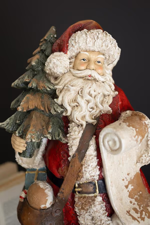 Traditional Faux Concrete Santa with List