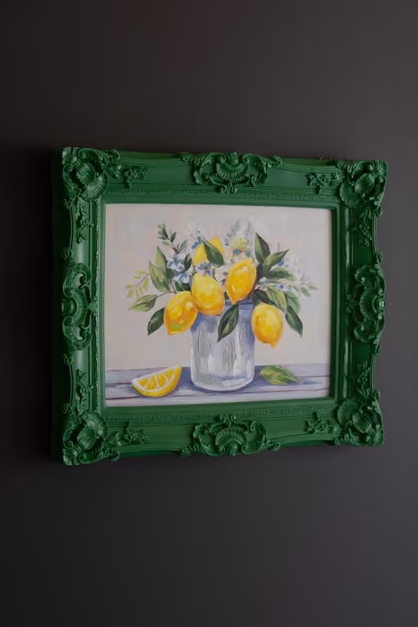 Dark Green Framed Lemon Painting