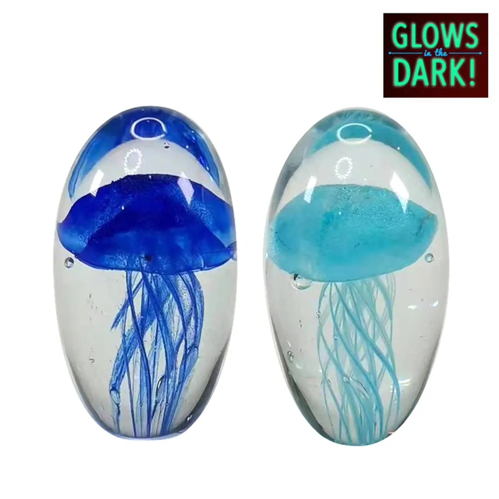 2-3/4" GLASS JELLYFISH GLOW IN DARK 2-AS
