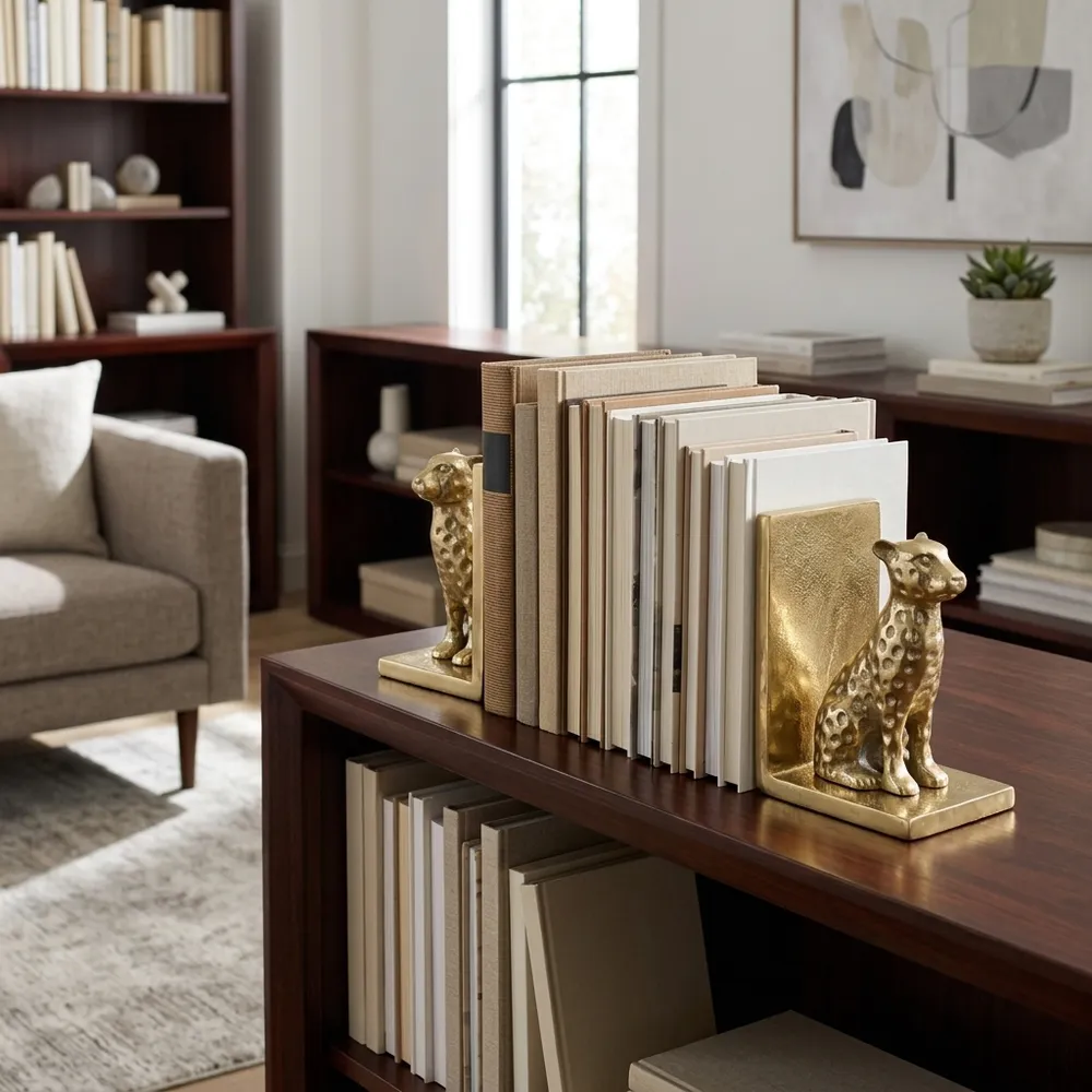 HAXTONFIELD SET OF 2 GOLD BOOKENDS 7 (IN)