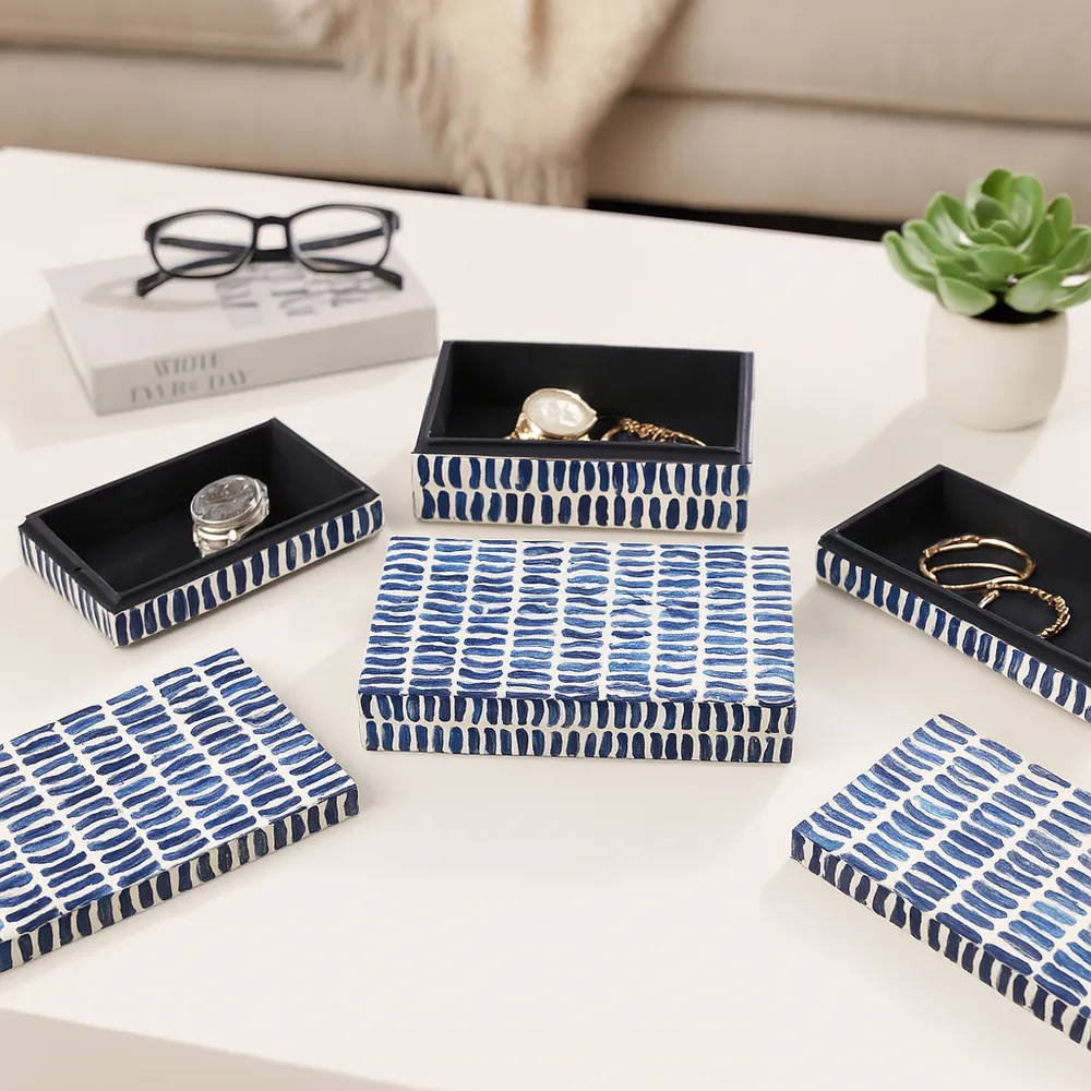 PALMERLAND SET OF 3 BLUE BOXES 4 (IN)