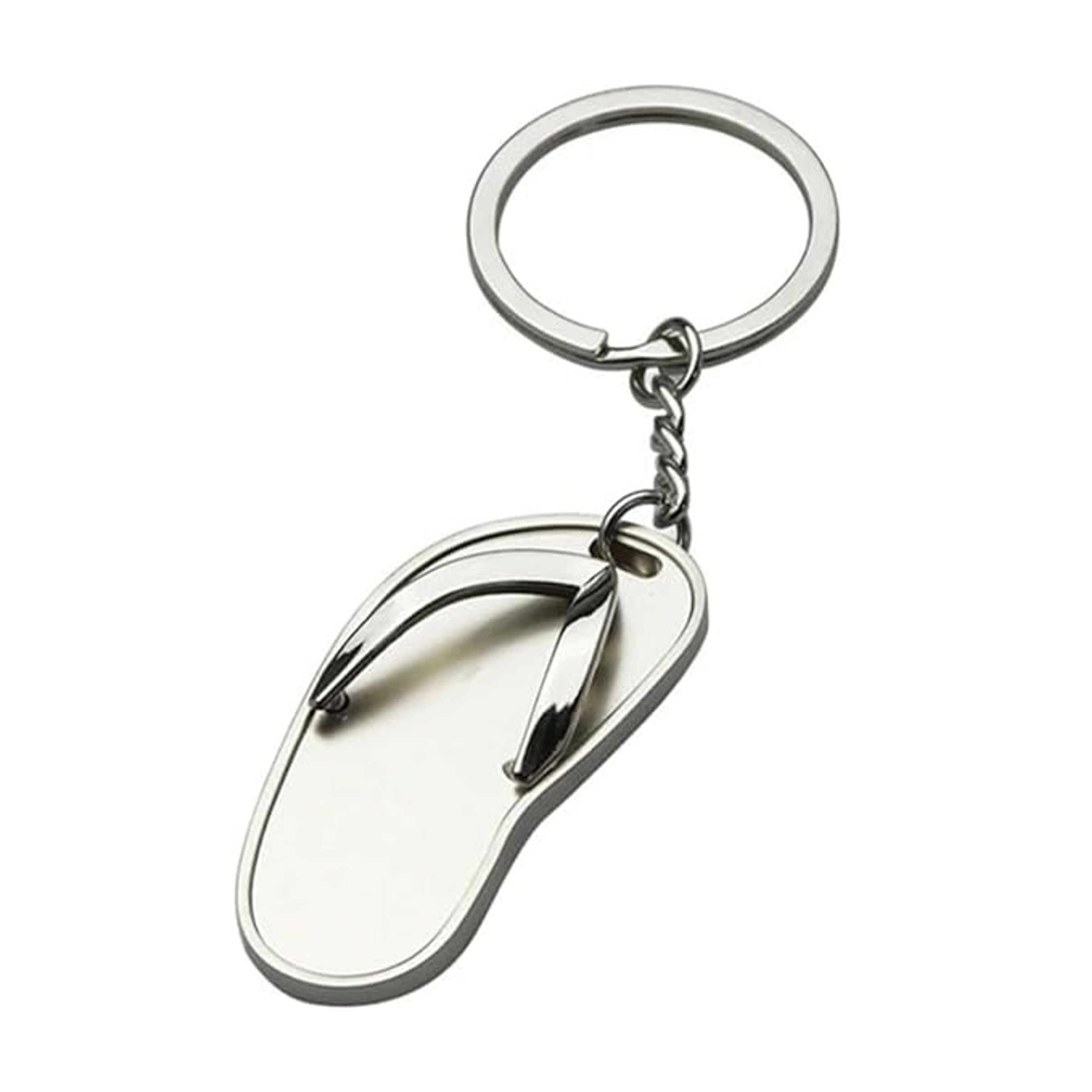 BAMBOO & CHROME KEYCHAIN- FLIP FLOP