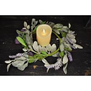 Lavendar Lambsear 6.5in Candle Ring 1