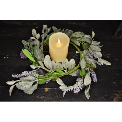 Lavendar Lambsear 6.5in Candle Ring