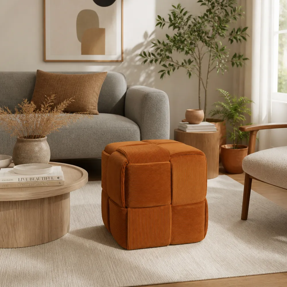 COREYBEACH BROWN OTTOMAN 15 (IN)