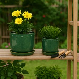 LINTONMORE SET OF 2 GREEN PLANTER 7 (IN) 12