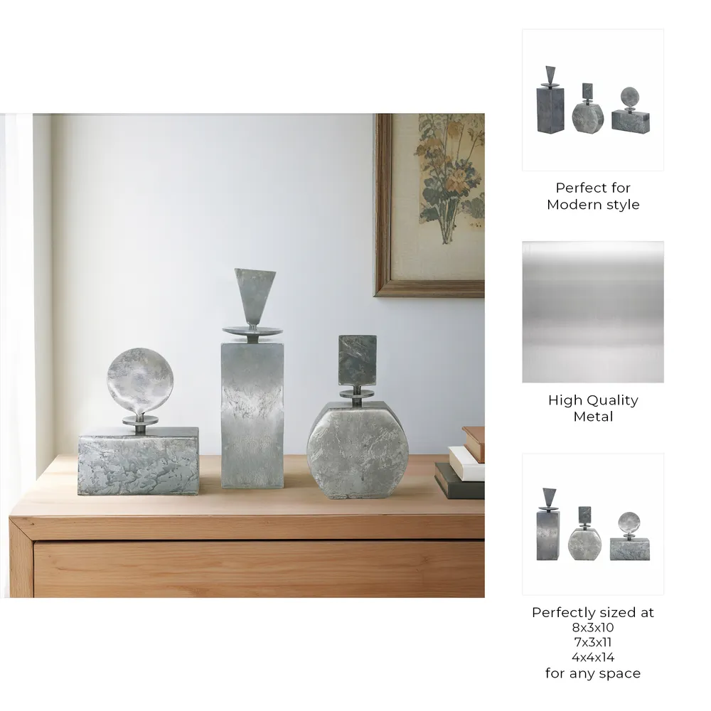 BECKMOOR SET OF 3 SILVER VASES 14 (IN)