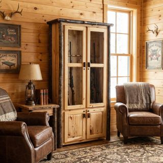 Hickory Log Eight Gun Cabinet - Natural