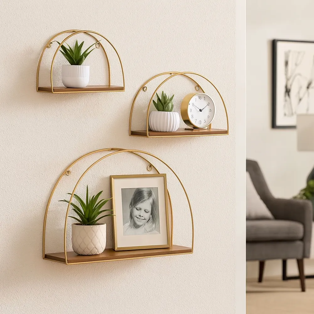 ENOCHBURN SET OF 3 BROWN WALL SHELF 12 (IN)