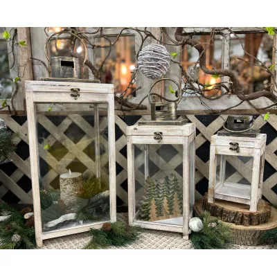 Brushed Black Lantern Set of 3  23in, 17in and 11in