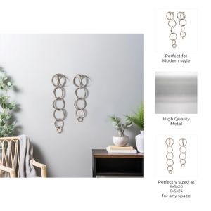 S/2 20/24" DAYTON METAL CHAIN WALL DECOR, SILVER 8