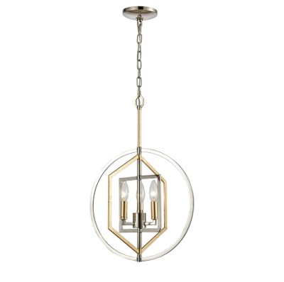 Geosphere 15″ Wide 3-Light Chandelier - Polished Nickel