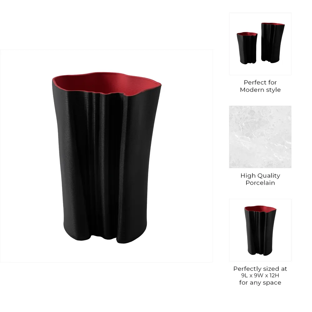CLYDESIDE BLACK VASE 12 (IN)