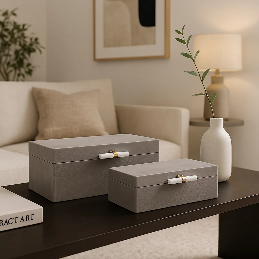 HARPERVIEW SET OF 2 GRAY BOXES 7 (IN)