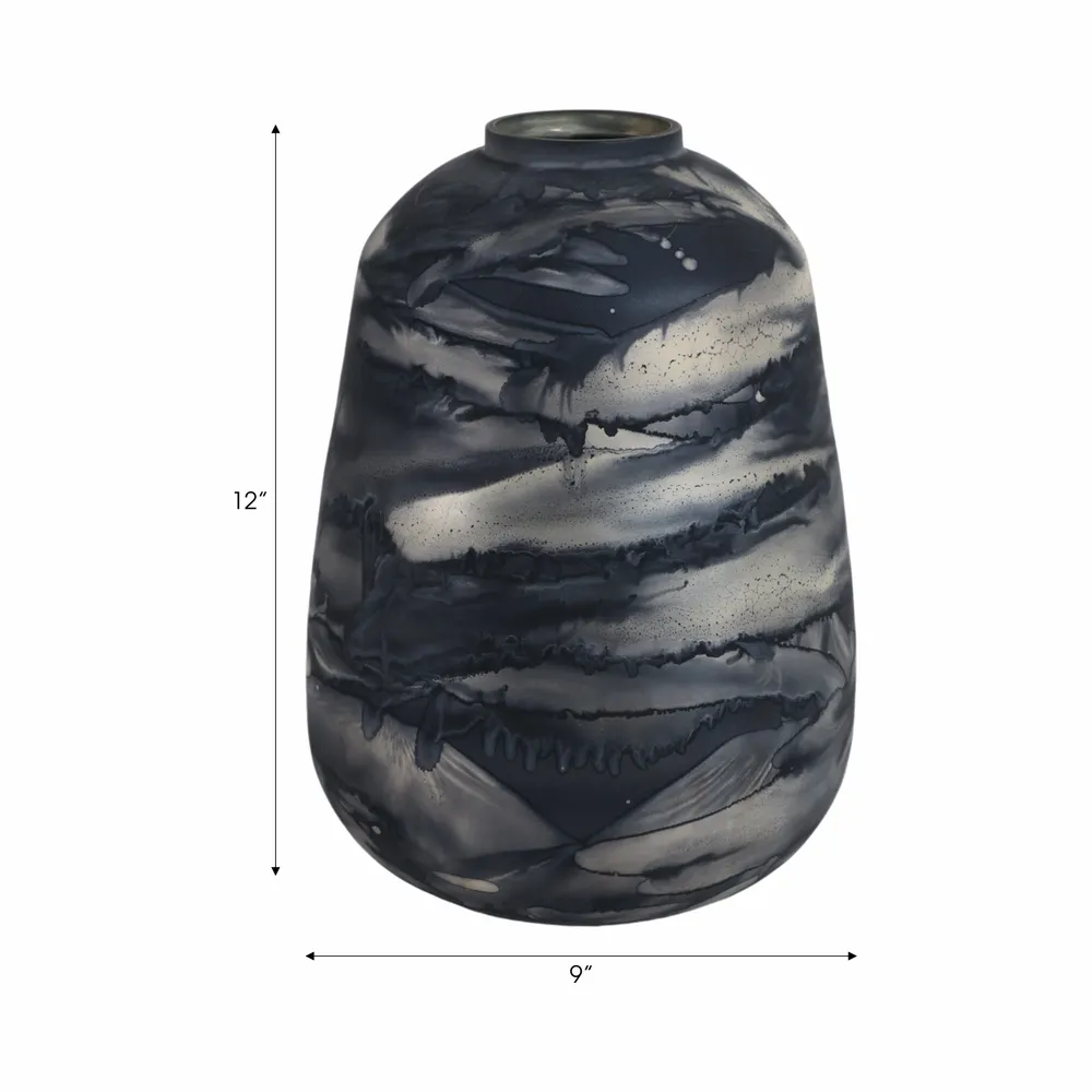 CLYDEBURN BLUE GLASS VASE 12 (IN)